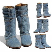 Mid-Rise Denim Western Ankelboots