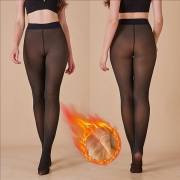 Mjukt plyschfodrade termotights för dam – varma vintertights 2-pack