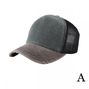 Unisex truckerkeps – vintagetvättad och sliten mesh-basebollkeps med riven kant
