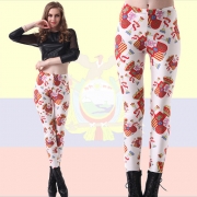 Sexy Spanish Flag Print  Elastic Leggings