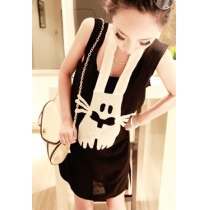 Funny Rabbit Halterneck Strap Tank Top Shift Dress  