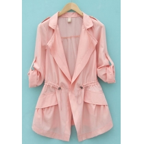 Candy Color Drawstring Belt Sun Protection Jacket Coat  