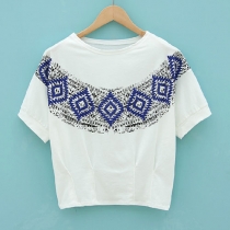 Tribal Print / Zebra Loose Fit Short Sleeve T Shirt 