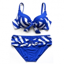 Oversize Swimsuit Stripe Push Up Bra and Briefs Bikini Set