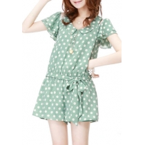Polka Dots Sweet Peter Pan Collar Rompers Playsuit Shorts 
