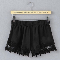 Women Crochet Lace Hot Pant Elastic Waistband Shorts 