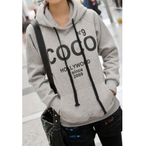 Casual Contrast Color COCO Letter Print Hood Sweatshirt