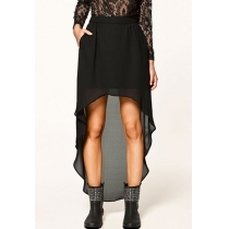Trendsetting Solid Color Chiffon High-low Skirt