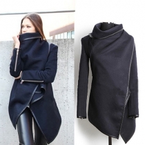 Mode enfärgad oregelbunden fåll ylle trenchcoat