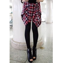 Mode Mock Tvådelad Grid Spliced Leggings