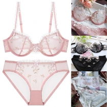 Sexy See-through Lace Spliced Underwire Bra Underwear Set