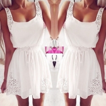 Fashion Gathered Waist Sleeveless Dress
