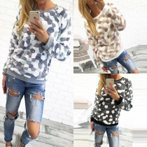 Fashion Stones Pattern Long Sleeve Round Neck Sweatshirt