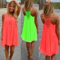 Fashion Solid Color Loose Sling Chiffon Dress