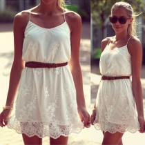Fashion Lace Embroidery Sling Dress