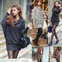 Fashion Solid Color Dolman Sleeve Cowl Neck Dress