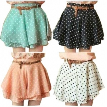 Fashion Dot Chiffon Mini skirt With belt