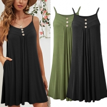 Sexy Backless Solid Color Loose Sling Dress