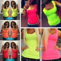 Mode Süße Candy-Farben U-Ausschnitt-Rüschen-Tanktops