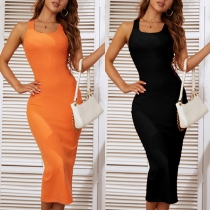 Casual Solid Color Bodycon Tank Dress