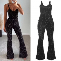 Fashion Sexy Sequined Wide-leg Slip Jumpsuit