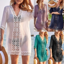 Casual Crochet Loose Swim Cover-up Dress