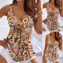 Fashion Dasisy Floral Printed Sleeveless Tank Top