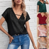 Casual Floral Printed V-neck Cap Sleeve Shirt