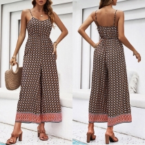 Fashion Floral Printed Wide-leg Jumpsuit