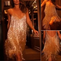 Sexy V-neck Tassel Party Dress