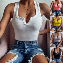 Sexy Solid Color V-neck Tank Top