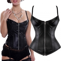 Sexy Artificial Leather PU Corset Shirt