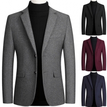 Herrblazer med Enfärgad Krage