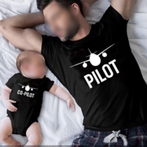Fashion Letter Printed Parent-child T-Shirt44