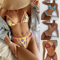 Bohemia Style Floral Printed Bikini Set