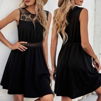 Fashion Lace Spliced Sleeveless Mini Dress