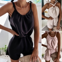 Romper Self-tie Fashion Solid Color