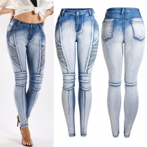Slim Fit Jeans med gammaldags tvättad och rynkad design