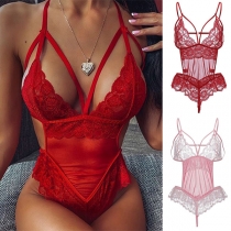 Sexig spets delad underkläder bodysuit