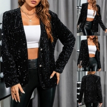 Fashion Sequined Long Sleeve Blazer
