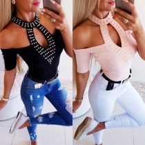 Sexig skjorta med rhinesten i cutout-stil