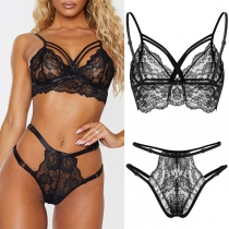 Sexy Cutout Lace Black Two-piece Lingerie Set