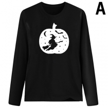 Fashion Black Sweatshirt with Luminous Green Pumpkin/Spider Printed for Halloween