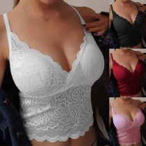 Fashion V-neck Criss-cross Backless Lace Cami Top