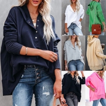 Fashion Oversized Solid Color Bat Long Sleeve Hoodie Sweatshirt