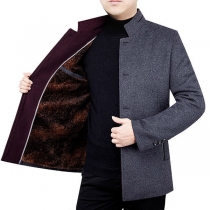 Vintage Long Sleeve Stand Collar Blazer for Men