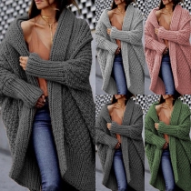 Casual Solid Color Knitted Cardigan