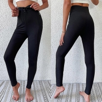 Fashion Lace-up High-rise Skinny Pants