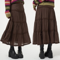 Fashion Solid Color Tiered Skirt
