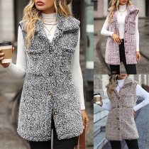 Fashion Solid Color Sleeveless Plush Vest